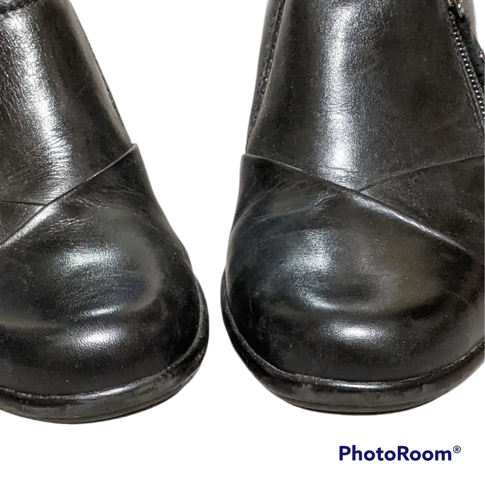 Clarks Black Leather Loafer 6.5 M Slipon Platform - Picture 4 of 12